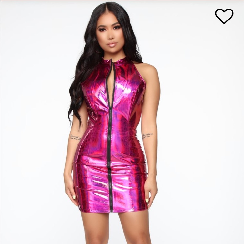 Hot pink latex dress never worn!